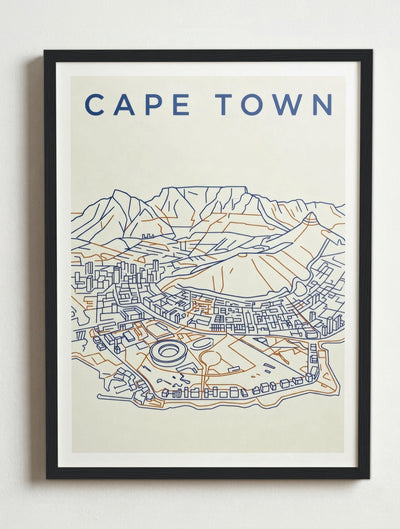 Affiche de Cape Town – Cadre noir