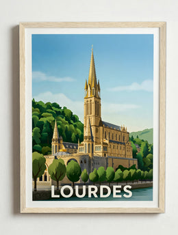 Affiche de Lourdes – Cadre bois