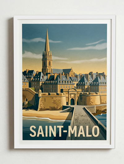 Affiche de Saint-Malo - Les Remparts de Saint-Malo – Cadre blanc