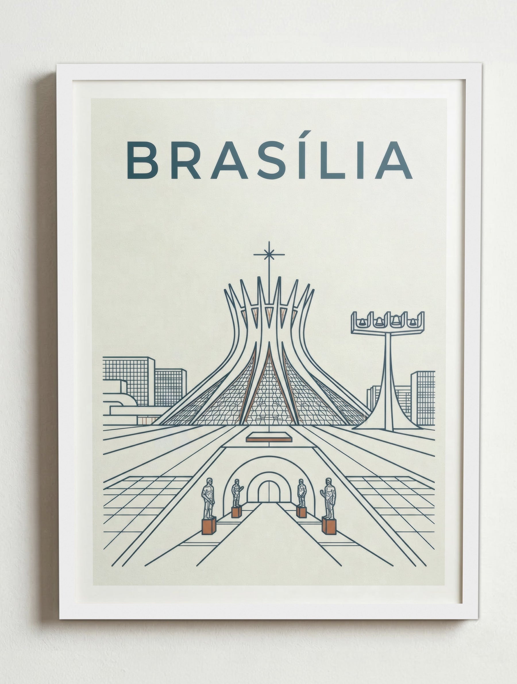 Affiche de Brasília – Cadre blanc