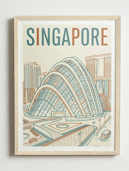 Affiche de Singapore – Cadre bois