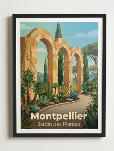 Affiche de Montpellier - Jardin des Plantes de Montpellier – Cadre noir