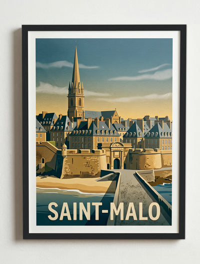 Affiche de Saint-Malo - Les Remparts de Saint-Malo – Cadre noir