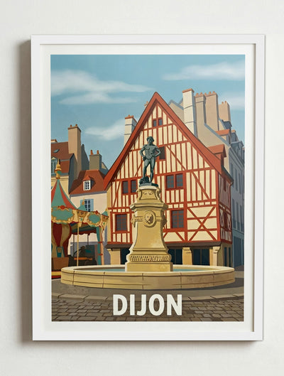 Affiche de Dijon – Cadre blanc